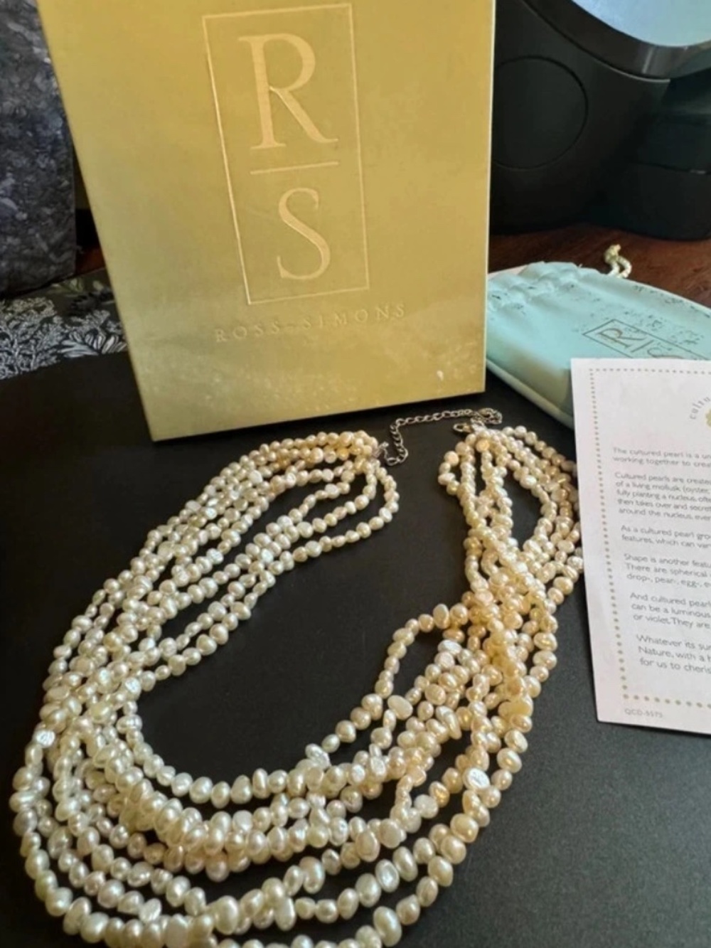 1998 Vintage Ross-Simons 8 Strand Genuine Cultured Freshwater Pearl Choker 18"+